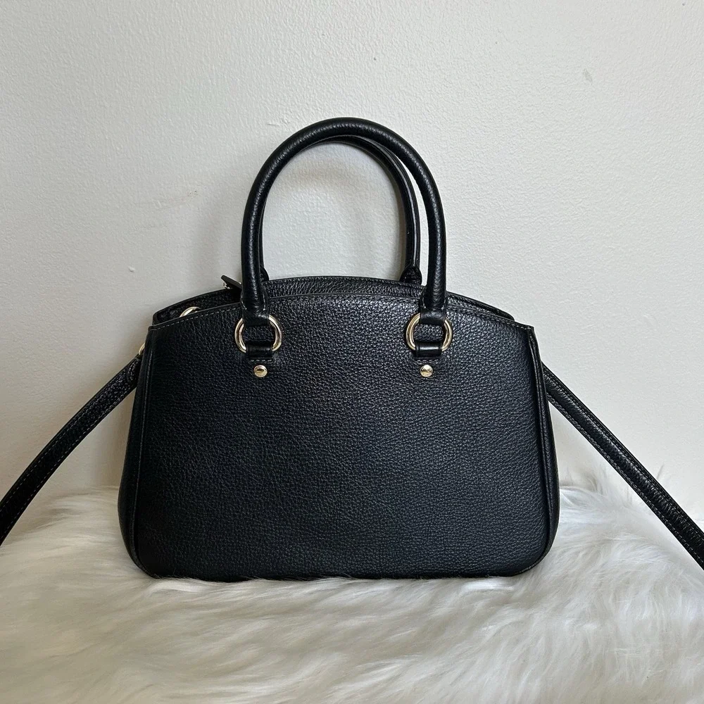 Coach Savannah Small Black Pebbled Leather Satchel Shoulder Bag Excellent - Picture 2 of 16